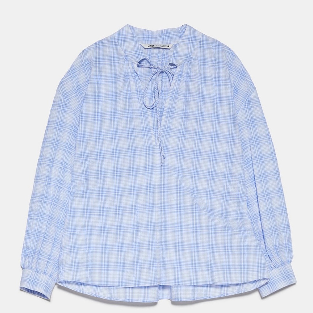 ZARA NEW SS20 BLUE WHITE CHECK BLOUSE REF:2491/913 - Picture 5 of 5